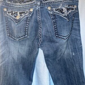 Miss Me Blue Boot Cut Jeans with Embellished Details 31 LONG.